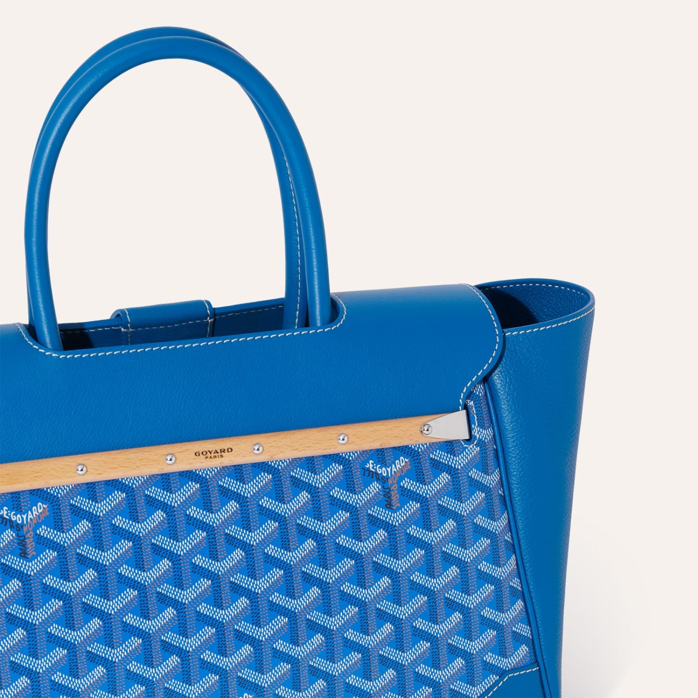 Goyard Saigon Tote Sky Blue Goyardine Canvas Palladium Hardware - Image 6